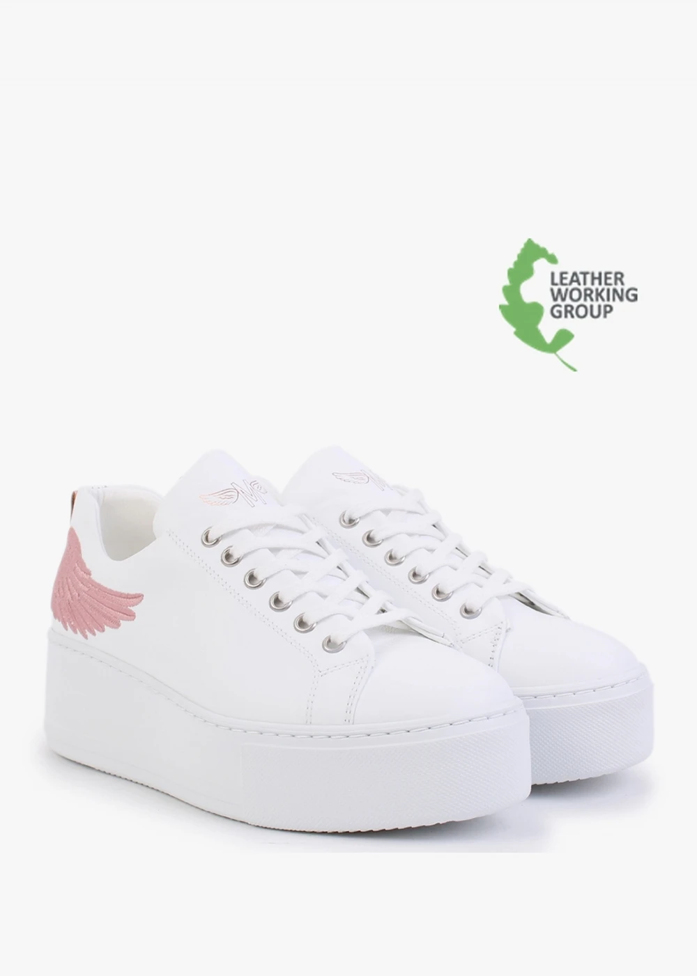Angels Rise Pink Leather Flatform Trainers 2 Angels Rise Pink Leather Flatform Trainers - Image 2