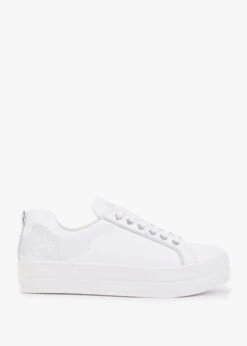 Angels II White Leather Flatform Trainers