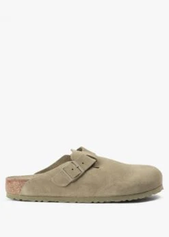 Birkenstock Men's Boston Suede Leather Faded Khaki Clogs