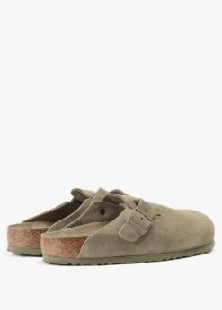 Birkenstock Men's Boston Suede Leather Faded Khaki Clogs -Daniel Footwear Shop mens boston suede leather faded khaki clogs p139215 211427 image