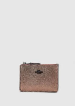 Coach Mini Skinny Bronze Leather ID Card Holder