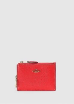 Coach Mini Skinny Red Leather ID Card Holder