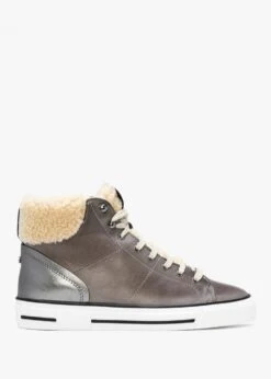 Anniia Pewter Leather High Top Trainers