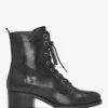 Bezzie Black Leather Block Heel Ankle Boots
