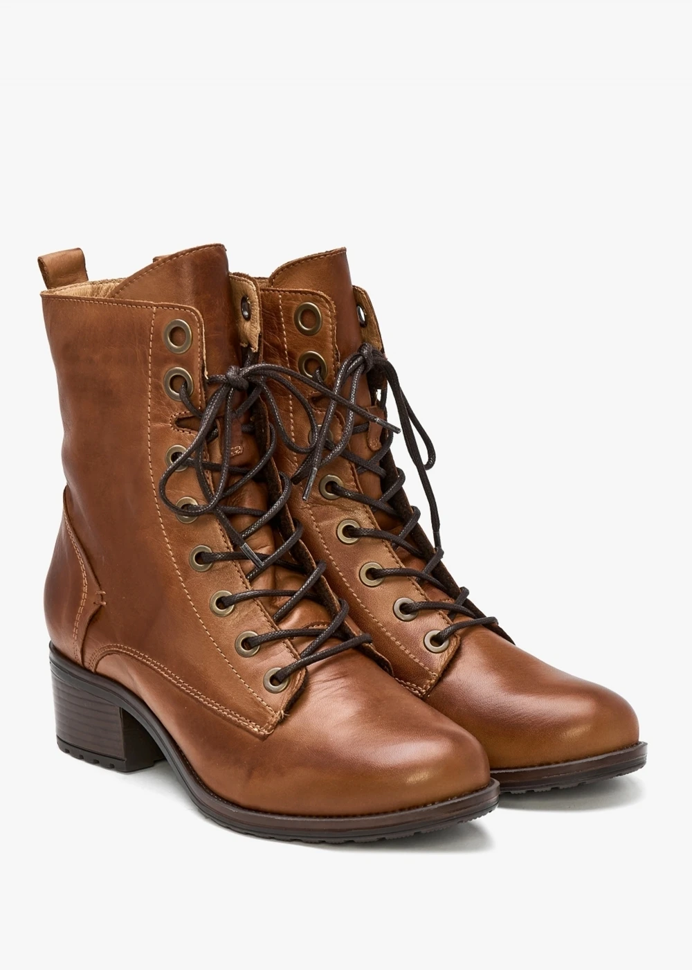 Bezzie Tan Leather Block Heel Ankle Boots 2 Bezzie Tan Leather Block Heel Ankle Boots - Image 2