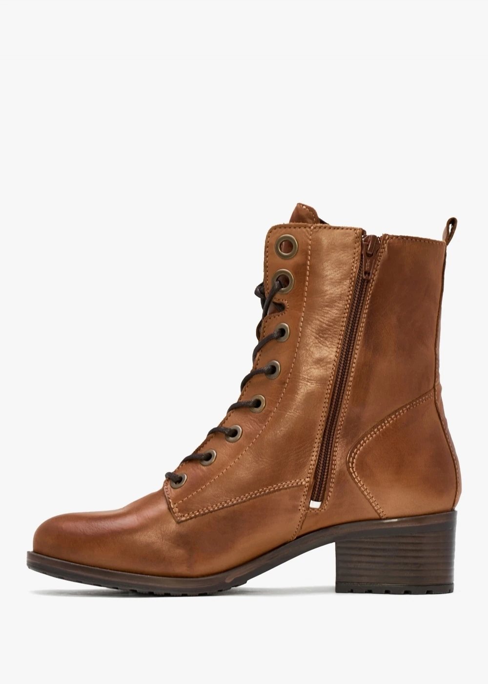 Bezzie Tan Leather Block Heel Ankle Boots 4 Bezzie Tan Leather Block Heel Ankle Boots - Image 4