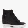 Grainger Black Leather Wedge High Top Trainers