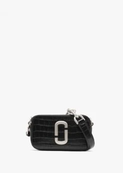 Marc Jacobs The Snapshot Croc Chain Black Leather Camera Bag