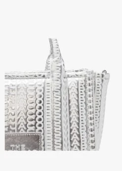 Marc Jacobs The Monogram Metallic Leather Mini Silver Bright White Tote Bag -Daniel Footwear Shop mj monogram metallic mini tote p136025 200958 image