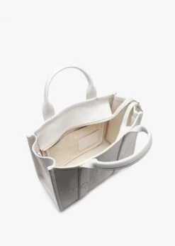 Marc Jacobs The Leather Medium Cotton Silver Tote Bag -Daniel Footwear Shop mj the medium leather tote p135627 195989 image