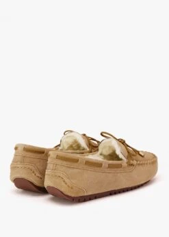 Moccy Beige Suede Moccasin Slippers -Daniel Footwear Shop moccy p135553 203056 image