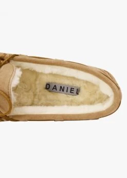 Moccy Beige Suede Moccasin Slippers -Daniel Footwear Shop moccy p135553 203058 image