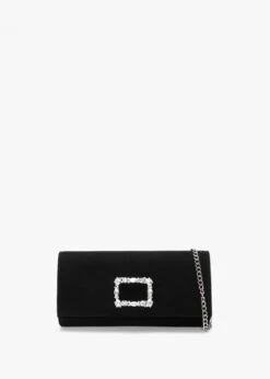 Nadia Black Suede Embellished Evening Bag