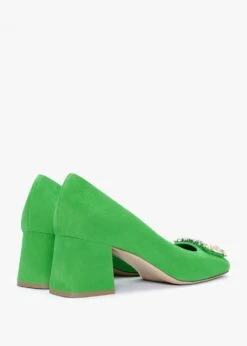 Nadia Green Suede Jewelled Block Heel Court Shoes -Daniel Footwear Shop nadia p134779 197869 image
