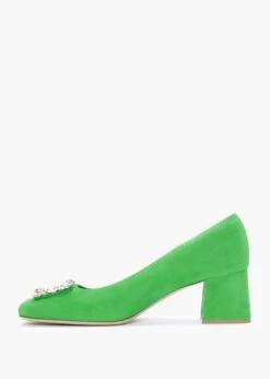 Nadia Green Suede Jewelled Block Heel Court Shoes -Daniel Footwear Shop nadia p134779 197871 image