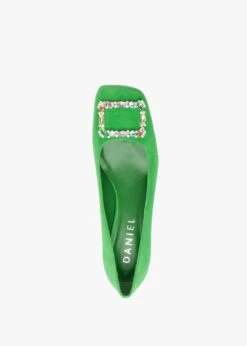 Nadia Green Suede Jewelled Block Heel Court Shoes -Daniel Footwear Shop nadia p134779 197873 image