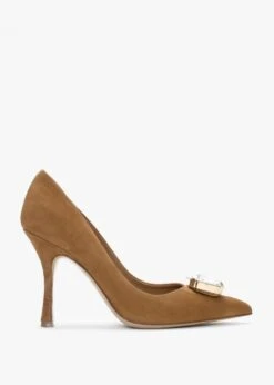 Natalia Tan Suede Jewelled Court Shoes