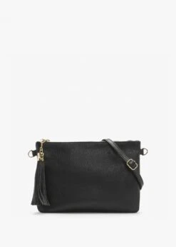 Noale Black Leather Wristlet Clutch Bag