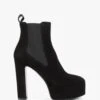 Noblock Black Suede Platform Ankle Boots