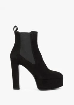Noblock Black Suede Platform Ankle Boots