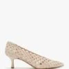 Nokit Beige Leather Woven Court Shoes