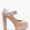 Nomary Nude Patent Leather Platform Heeled May Janes