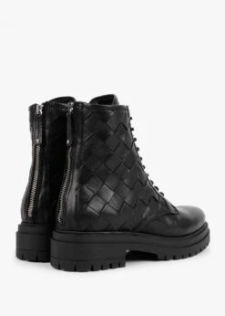 Novel Black Leather Woven Ankle Boots -Daniel Footwear Shop novel p125047 201981 image