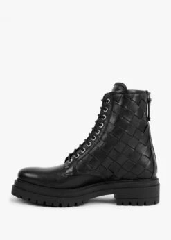 Novel Black Leather Woven Ankle Boots -Daniel Footwear Shop novel p125047 201982 image