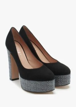 Nowo Black Suede Raffia Platform Court Shoes -Daniel Footwear Shop nowo p134917 194816 image