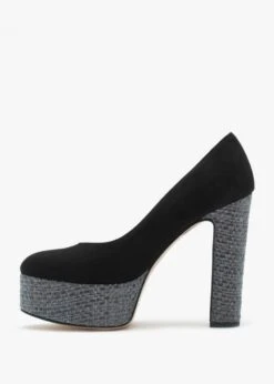 Nowo Black Suede Raffia Platform Court Shoes -Daniel Footwear Shop nowo p134917 194818 image