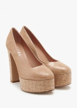 Nowo Beige Suede Raffia Platform Court Shoes -Daniel Footwear Shop nowo p134918 194822 image