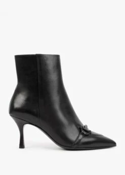 Nuckle Black Leather Horsebit Ankle Boots