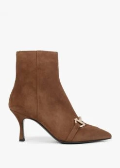 Nuckle Tan Suede Horsebit Ankle Boots