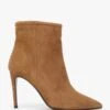 Nully Tan Suede High Heel Ankle Boots