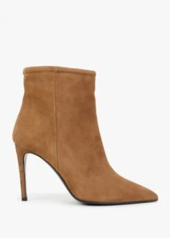 Nully Tan Suede High Heel Ankle Boots