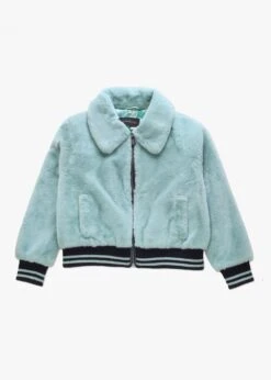 Oakwood Elvira Blue Faux Fur Bomber Jacket