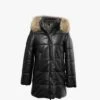 Oakwood Fame Black Leather Fur Hooded Coat