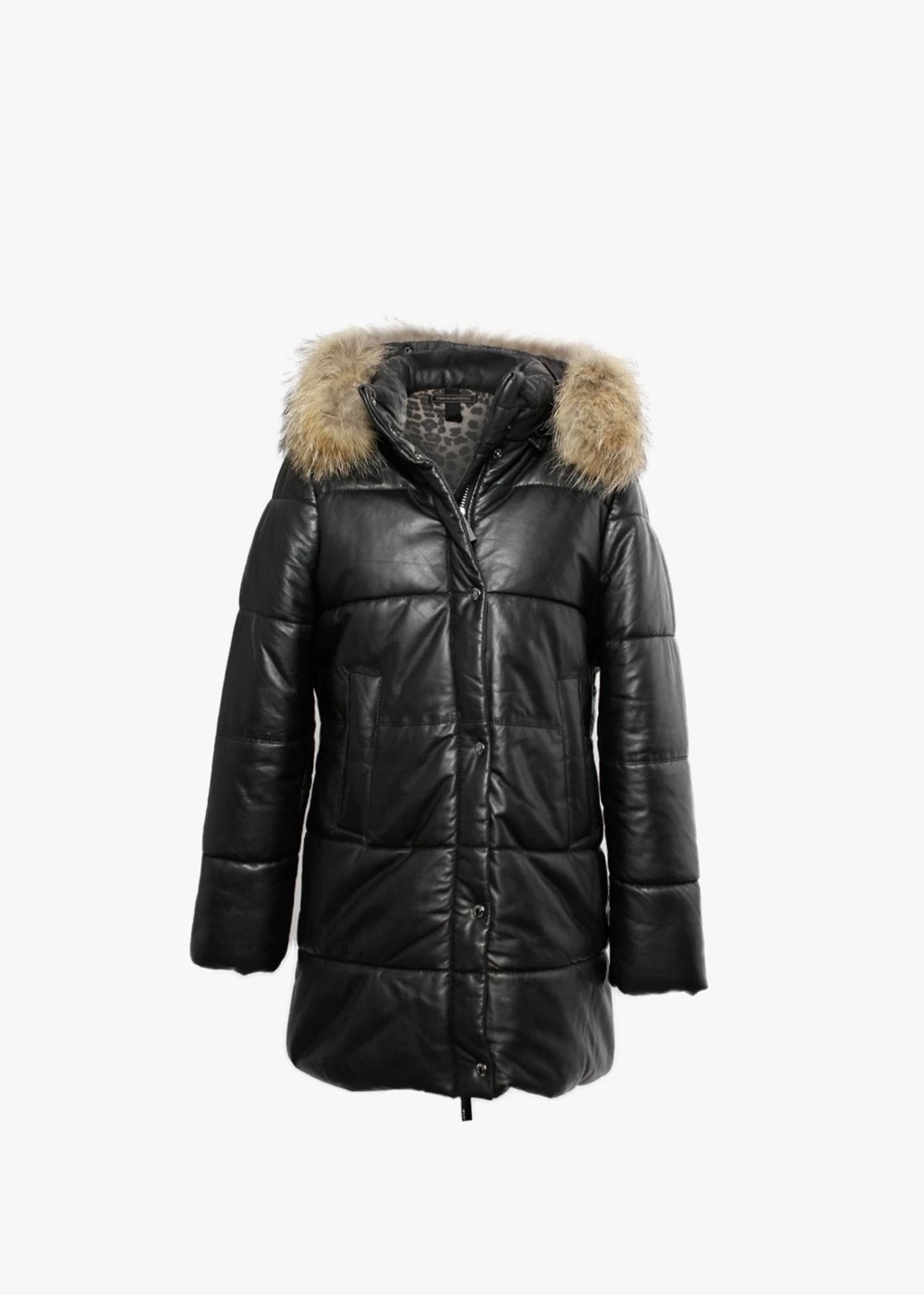 Oakwood Fame Black Leather Fur Hooded Coat 1 Oakwood Fame Black Leather Fur Hooded Coat