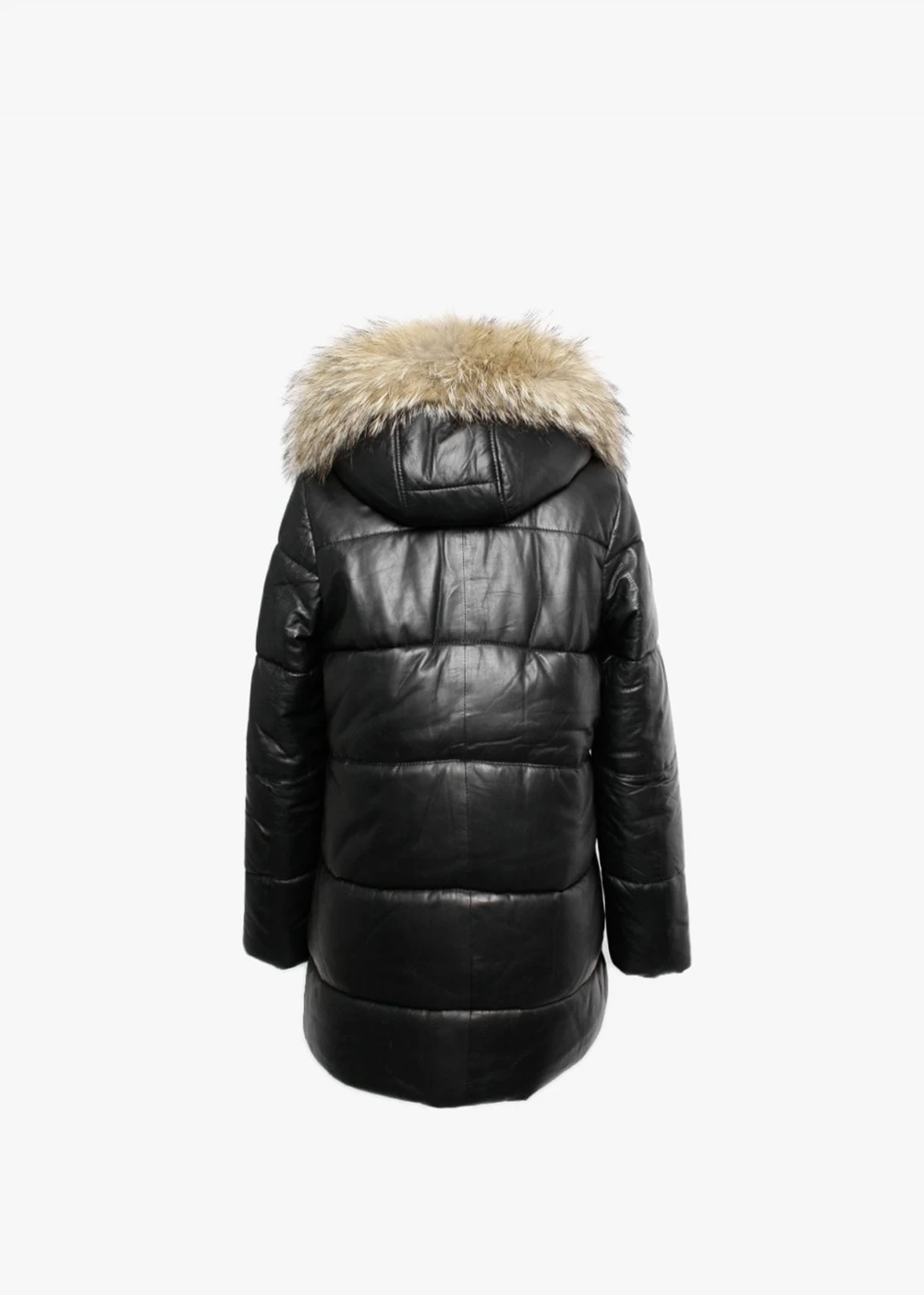 Oakwood Fame Black Leather Fur Hooded Coat 3 Oakwood Fame Black Leather Fur Hooded Coat - Image 3