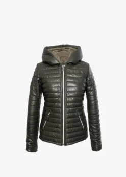Oakwood Hyper Quilted Khaki Leather Jacket