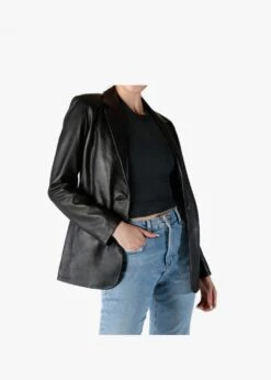 Oakwood Meg Black Leather Blazer