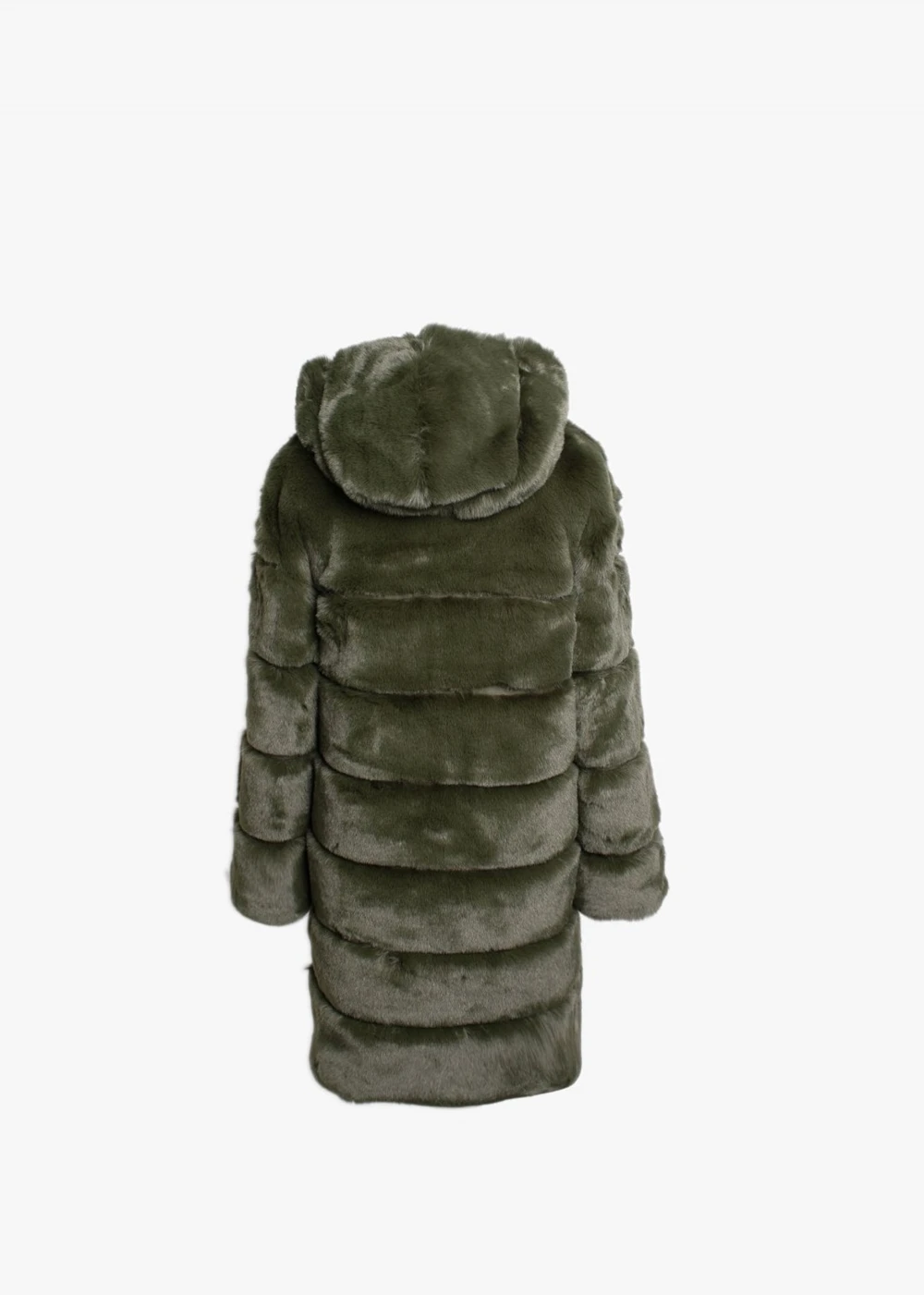Green Faux Fur Long Line Hooded Coat 2 Green Faux Fur Long Line Hooded Coat - Image 2