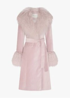 Penny 70’s Dusty Pink Mongolian Lambswool Long-Line Coat