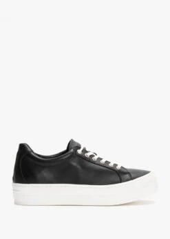 Piccadilly Circus Black Leather Flatform Trainers
