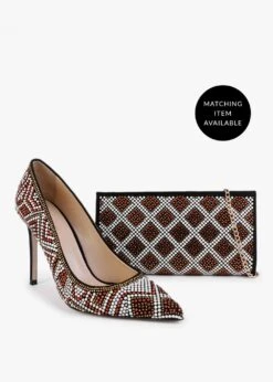 Polly Black Suede Red Multi Embellished Court Shoes -Daniel Footwear Shop polly p125102 202861 image