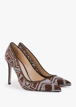 Polly Black Suede Red Multi Embellished Court Shoes -Daniel Footwear Shop polly p125102 202862 image