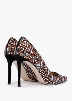 Polly Black Suede Red Multi Embellished Court Shoes -Daniel Footwear Shop polly p125102 202863 image