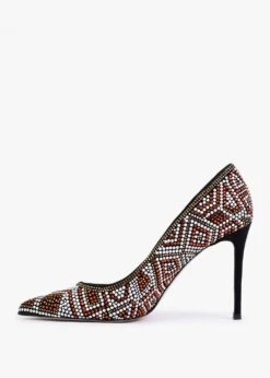 Polly Black Suede Red Multi Embellished Court Shoes -Daniel Footwear Shop polly p125102 202864 image