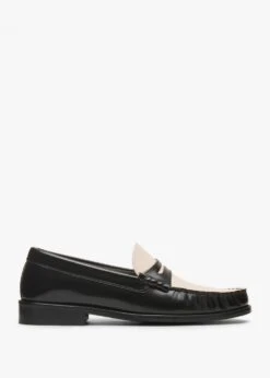 Posie Black & White Patent Leather Monochrome Loafers