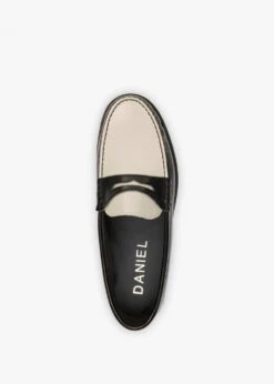 Posie Black & White Patent Leather Monochrome Loafers -Daniel Footwear Shop posie p135832 200497 image